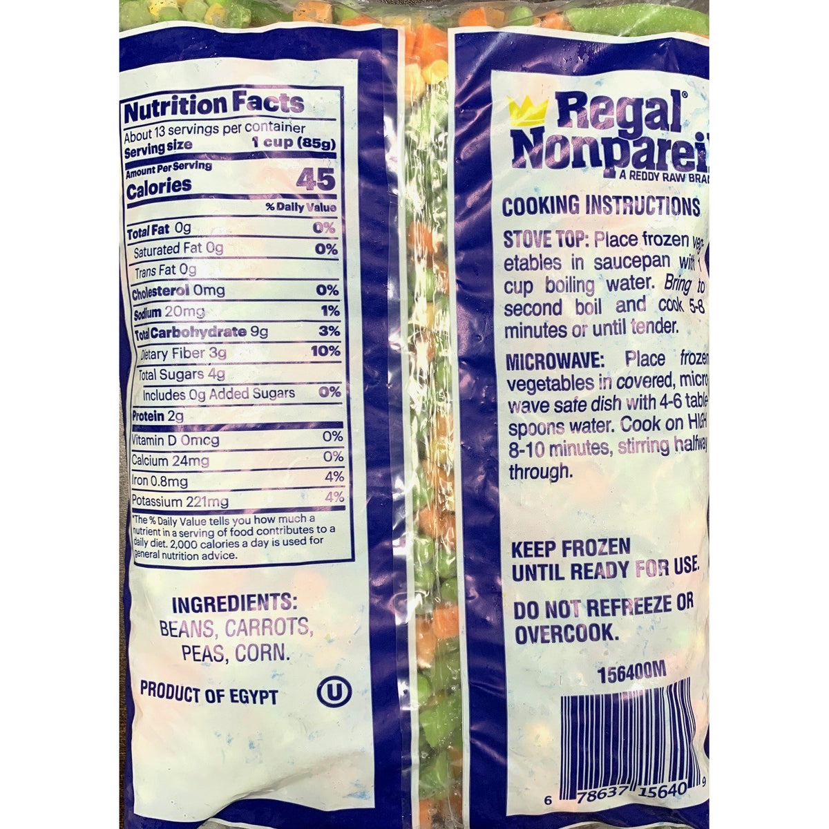 Frozen Mixed Vegetables2.5lbs Per Bag 495 EXPRESS FOODS